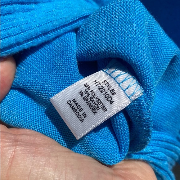 Zenana Ribbed Trim Round Neck Long Sleeve Top XL ocean blue - Picture 12 of 13